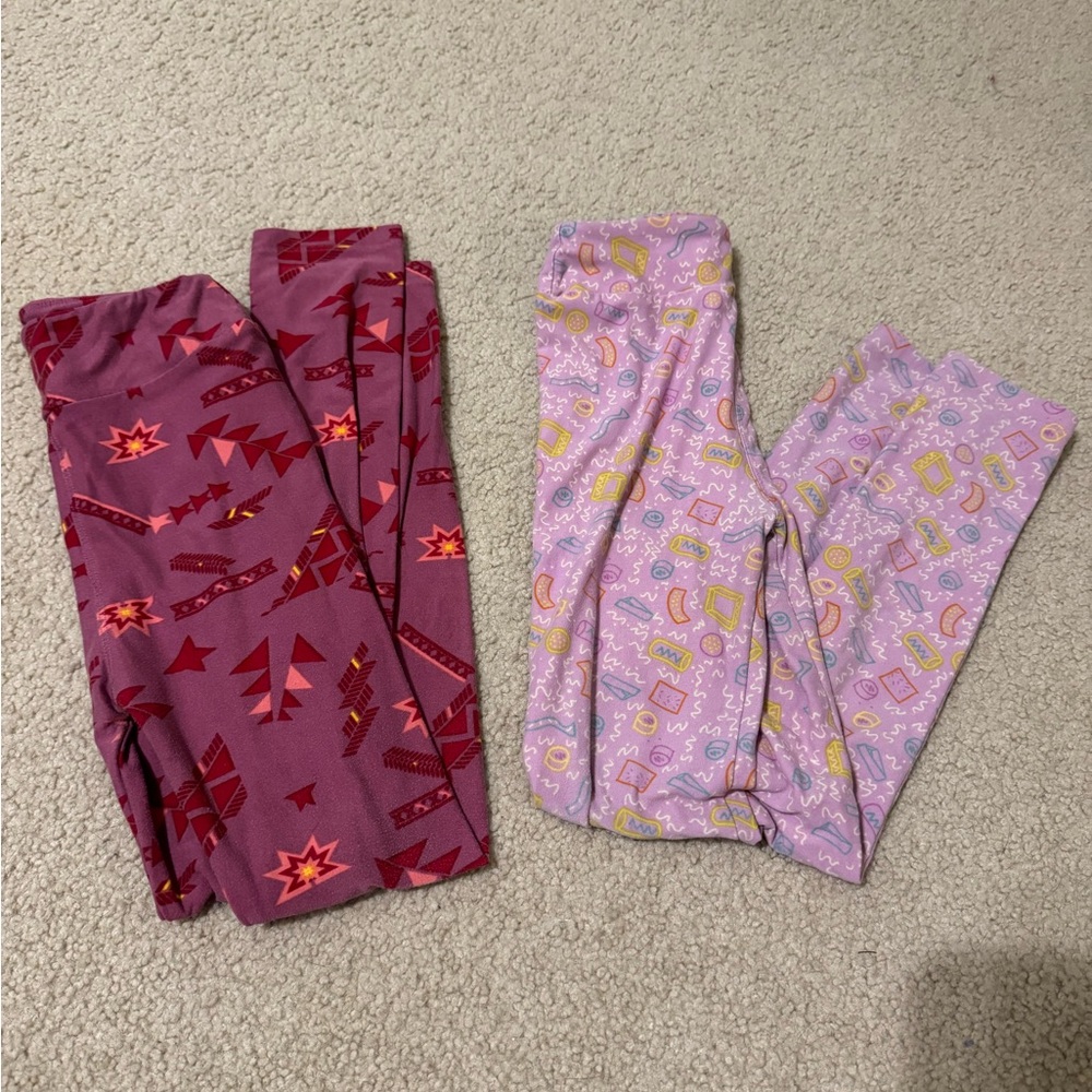 2 pairs of Kids L/ XL LuLaRoe LLR Print Leggings